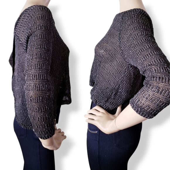 Basil Lola Hunter Green Semi-Sheer Long Sleeve Wrap Slit Back Top - Picture 4 of 8